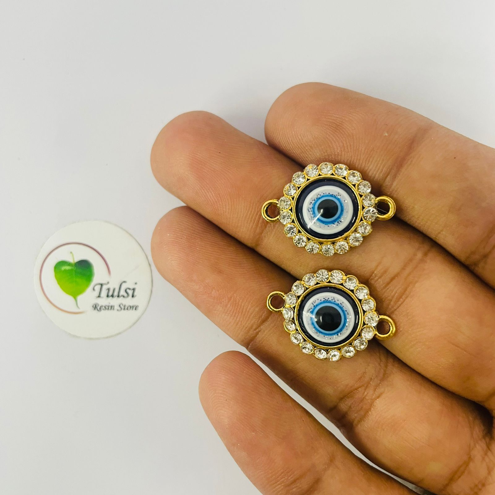 Diamond Evil Eye Two Hook Charm (F)