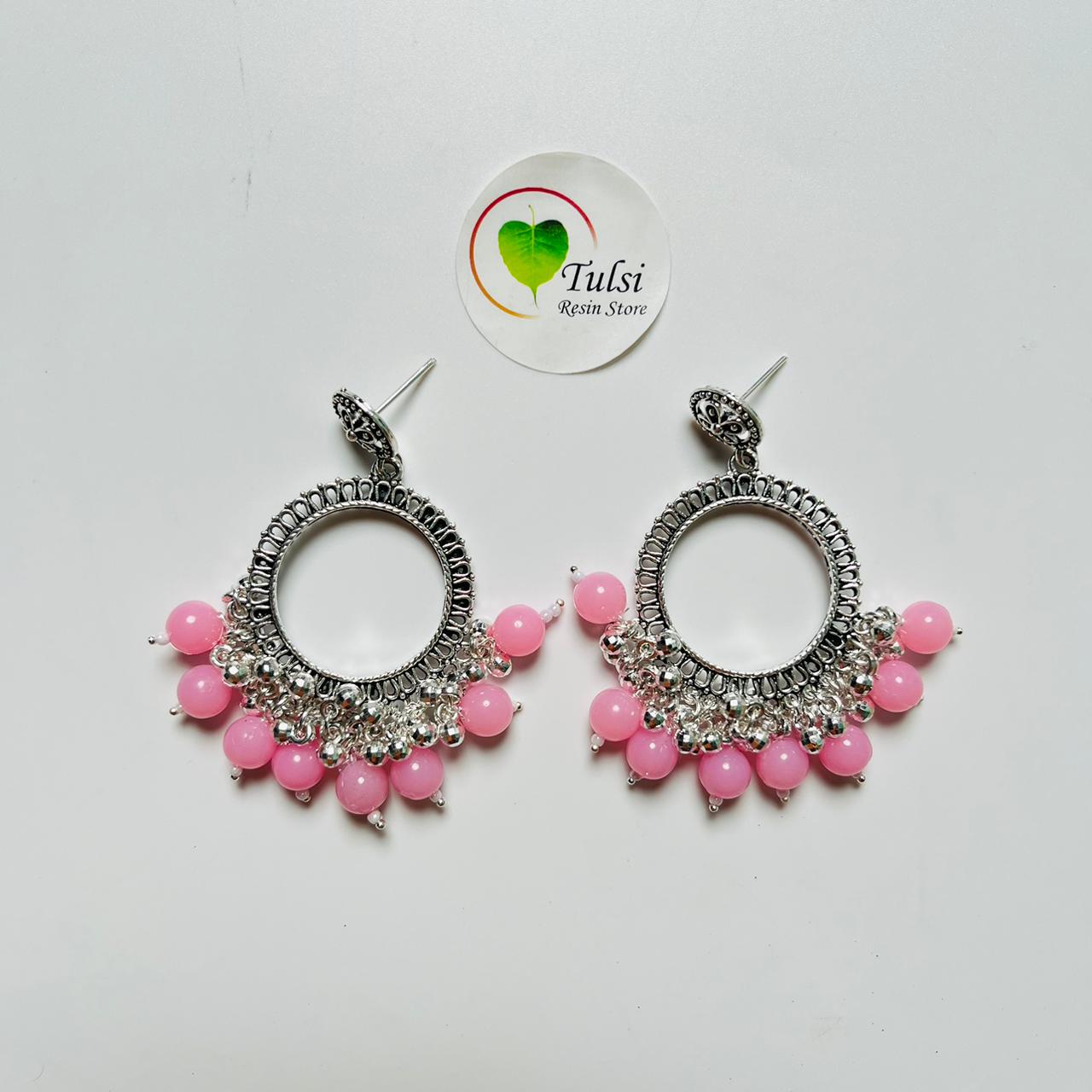 Small Round Jhumka Bazel With Moti (Silver)