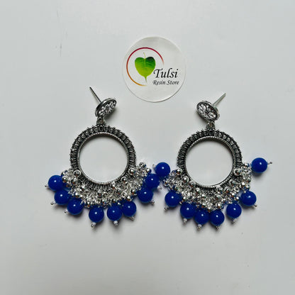 Small Round Jhumka Bazel With Moti (Silver)