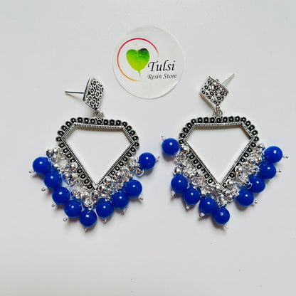 Diamond Jhumka Bazel with Moti (Silver)