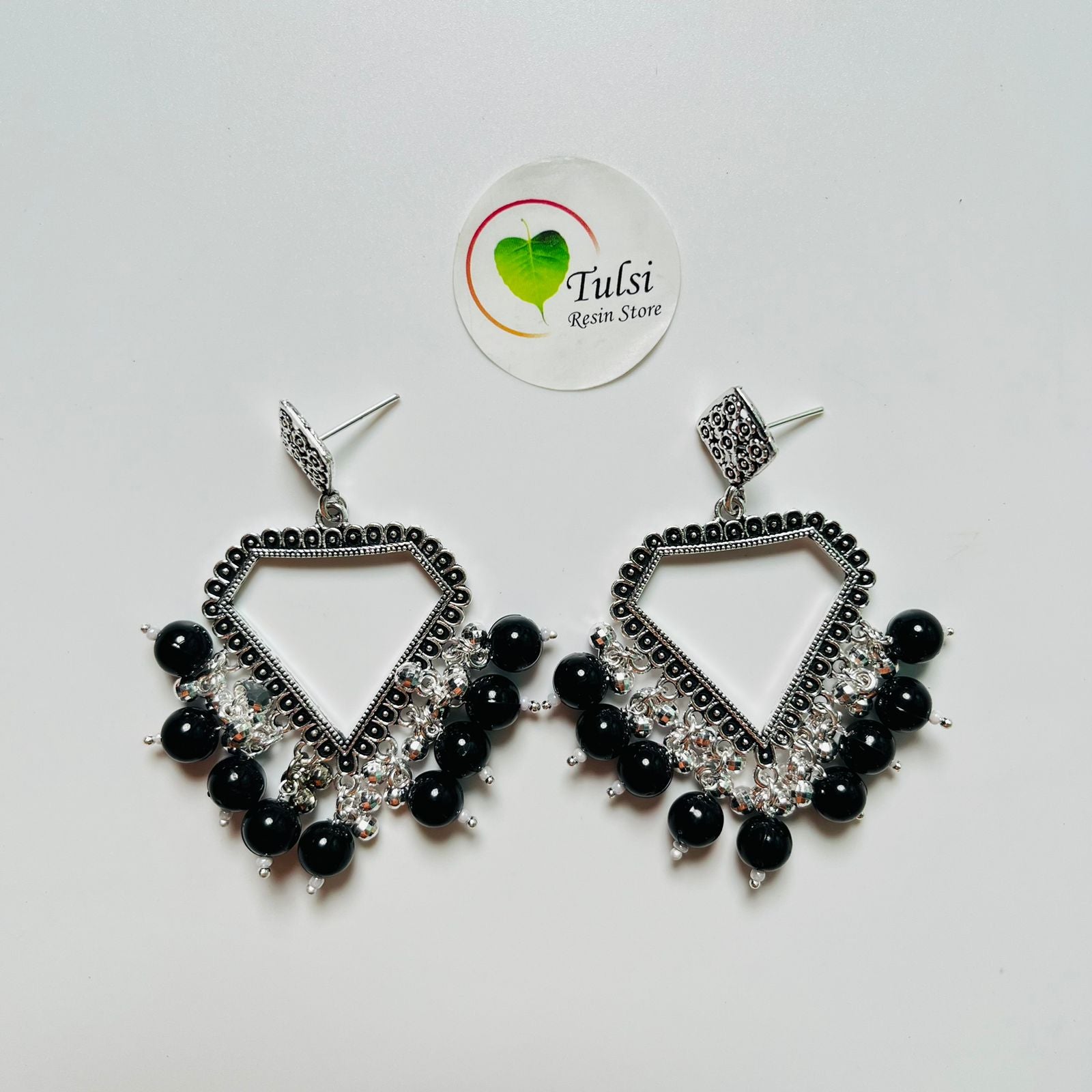 Diamond Jhumka Bazel with Moti (Silver)