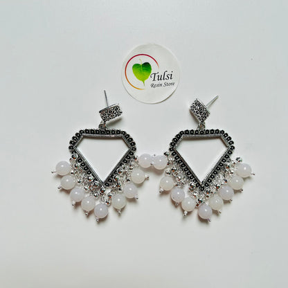 Diamond Jhumka Bazel with Moti (Silver)