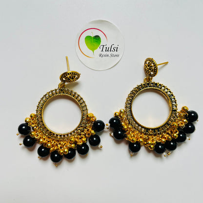 Small Round Jhumka Bazel With Moti (Gold)