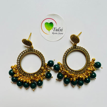 Small Round Jhumka Bazel With Moti (Gold)