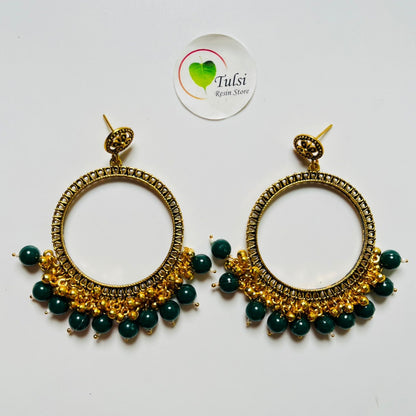 Big Round Jhumka Bazel With Moti (Gold)