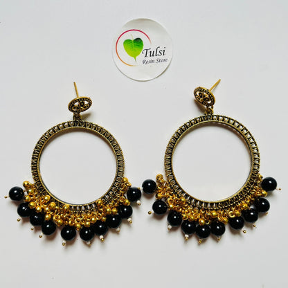 Big Round Jhumka Bazel With Moti (Gold)