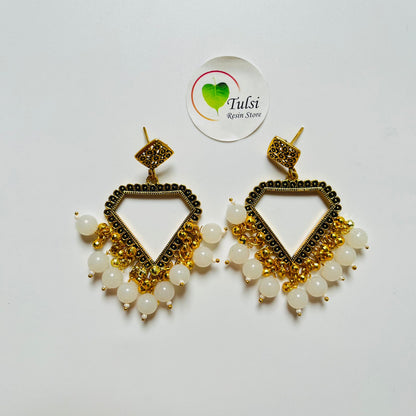 Diamond Jhumka Bazel With Moti (Gold)