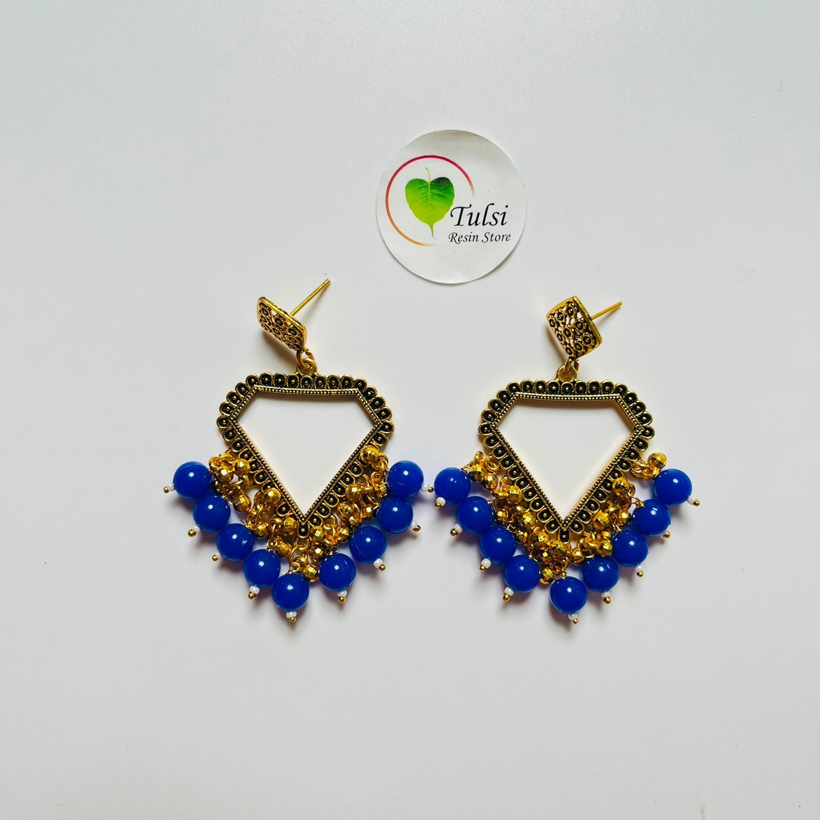 Diamond Jhumka Bazel With Moti (Gold)