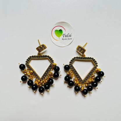 Diamond Jhumka Bazel With Moti (Gold)