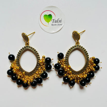 Oval Jhumka Bazel With Moti (Gold)