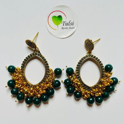 Oval Jhumka Bazel With Moti (Gold)