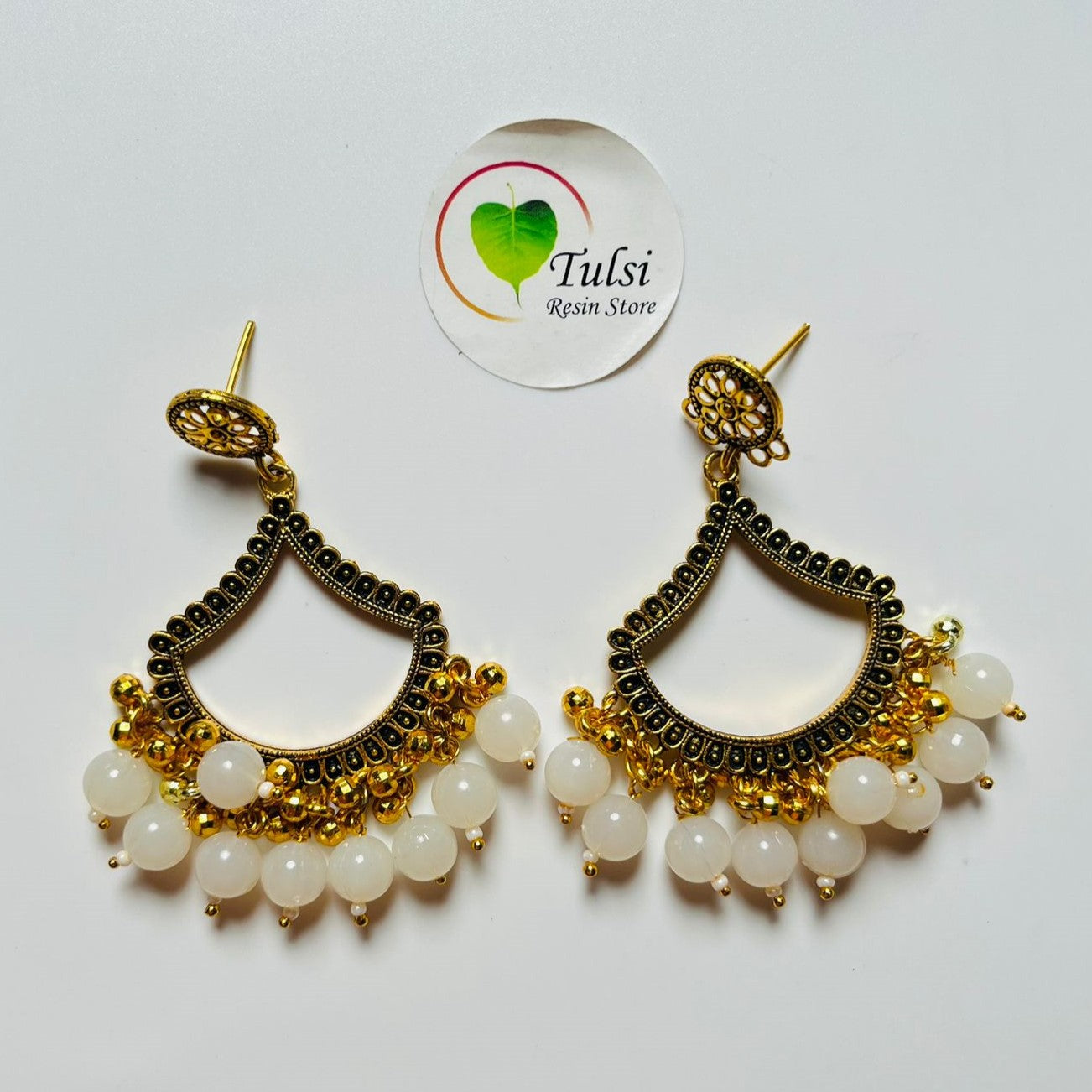 Diya Jhumka Bazel With Moti (Gold)