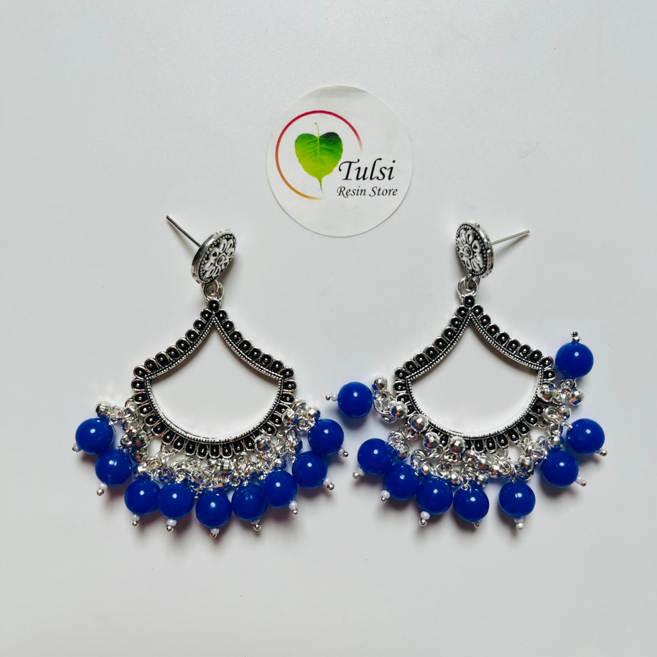 Diya Jhumka Bazel With Moti (Silver)