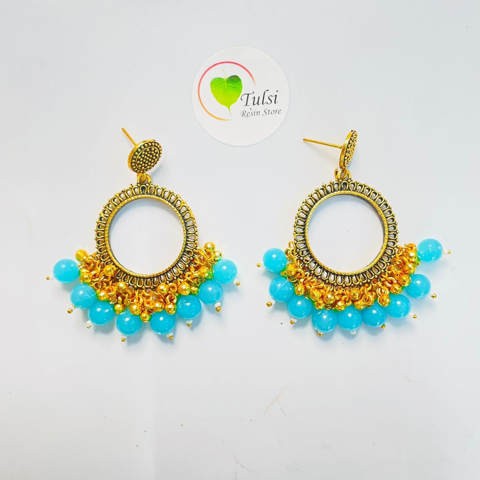 Small Round Jhumka Bazel With Moti (Gold)