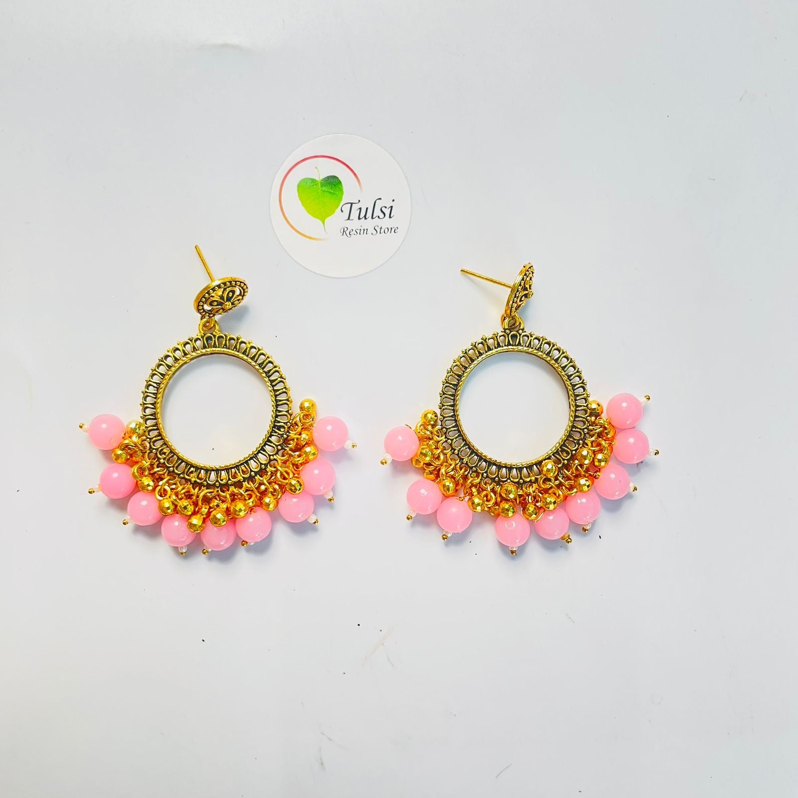 Small Round Jhumka Bazel With Moti (Gold)