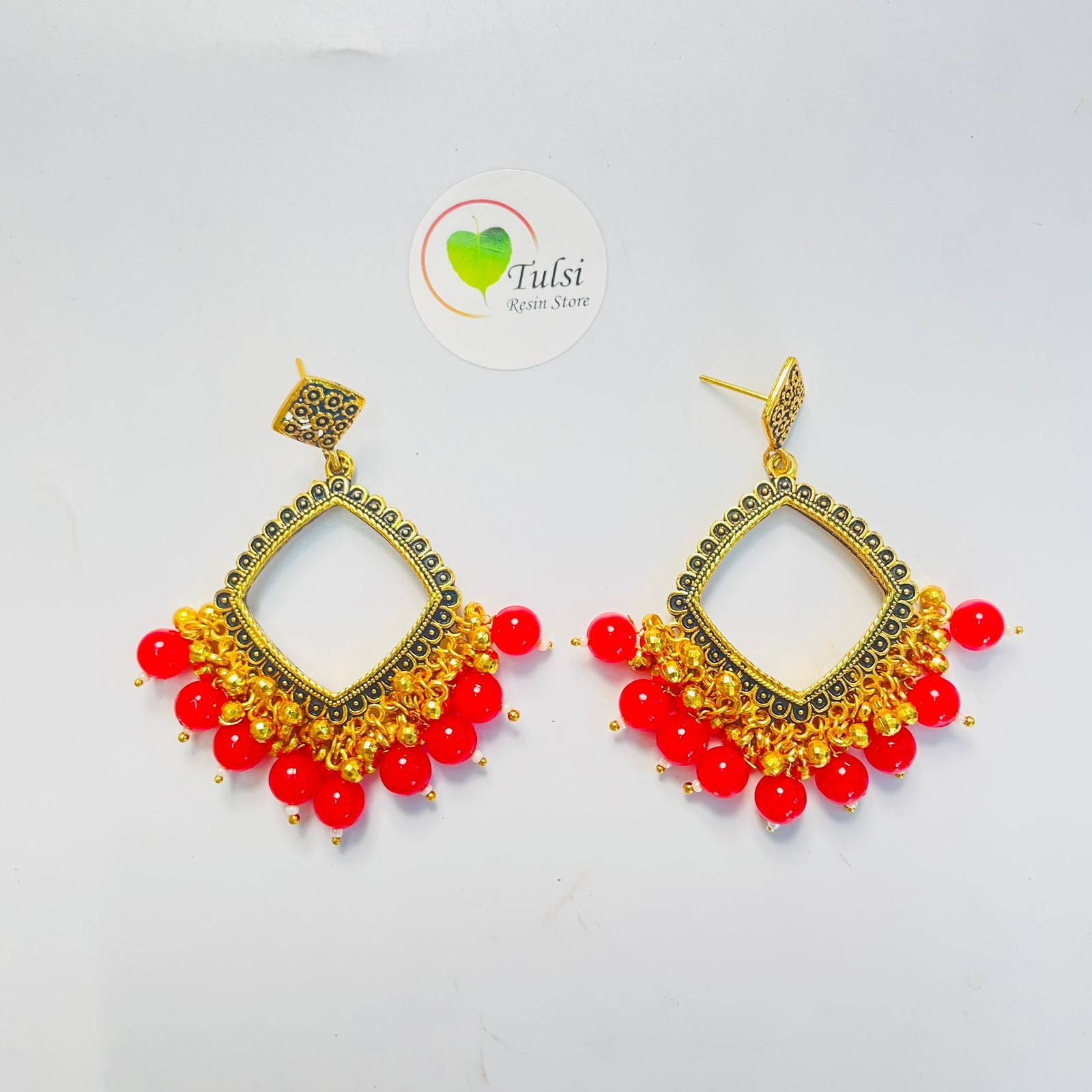 Square Jhumka Bazel With Moti (Gold)