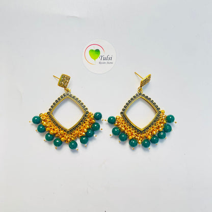 Square Jhumka Bazel With Moti (Gold)