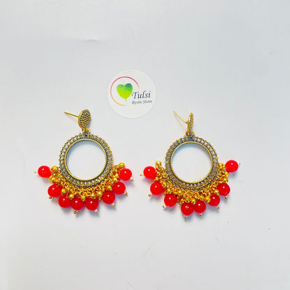 Small Round Jhumka Bazel With Moti (Gold)