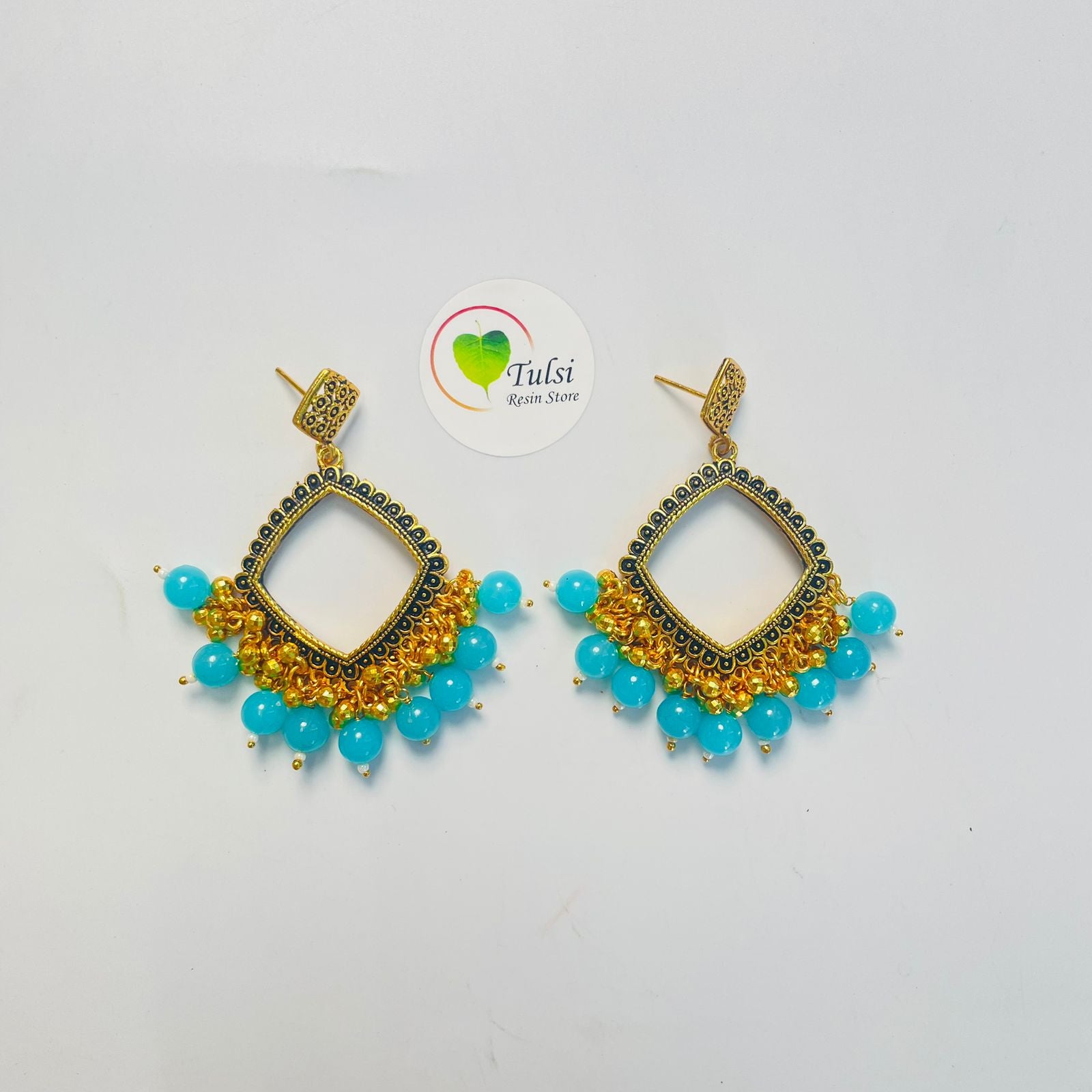 Square Jhumka Bazel With Moti (Gold)