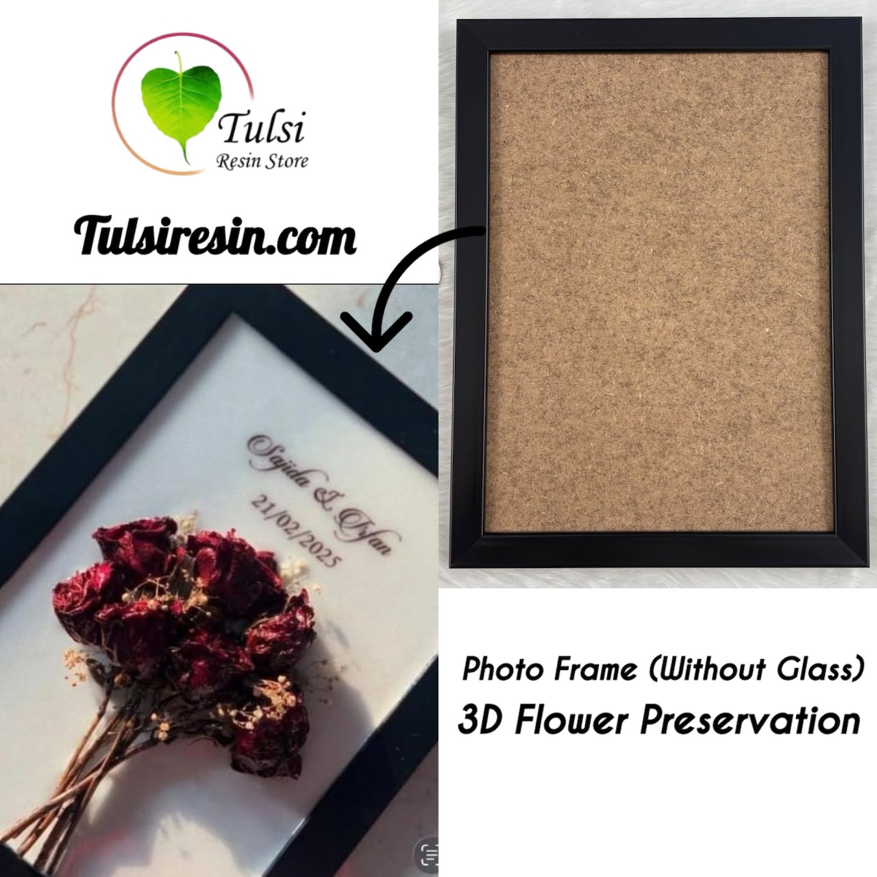 Photo Frame Without Glass- 3D Flower Preservation