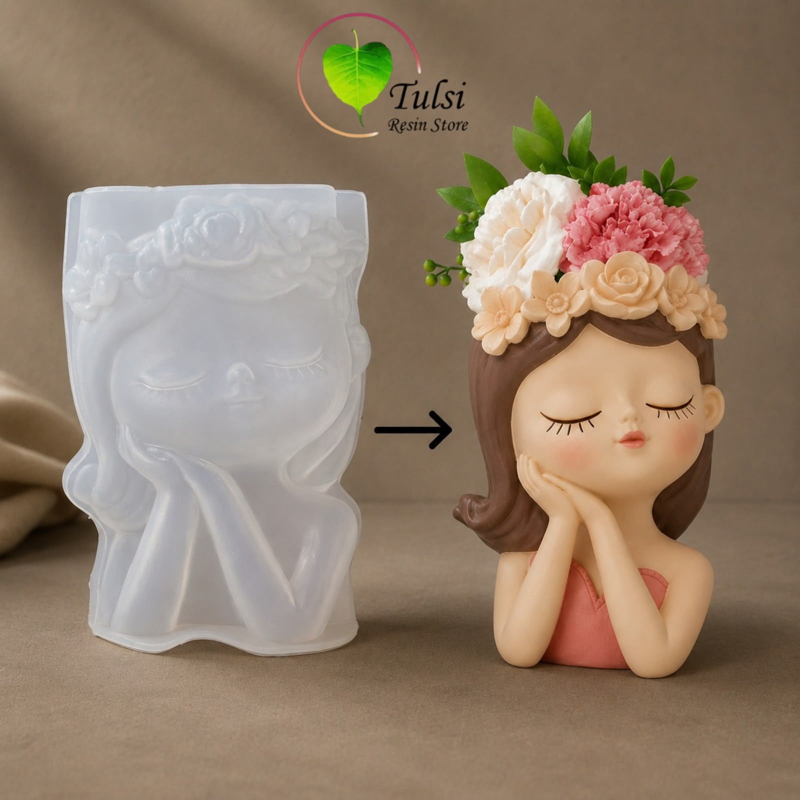 Girl Plantern/Candle Holder Mould (D)