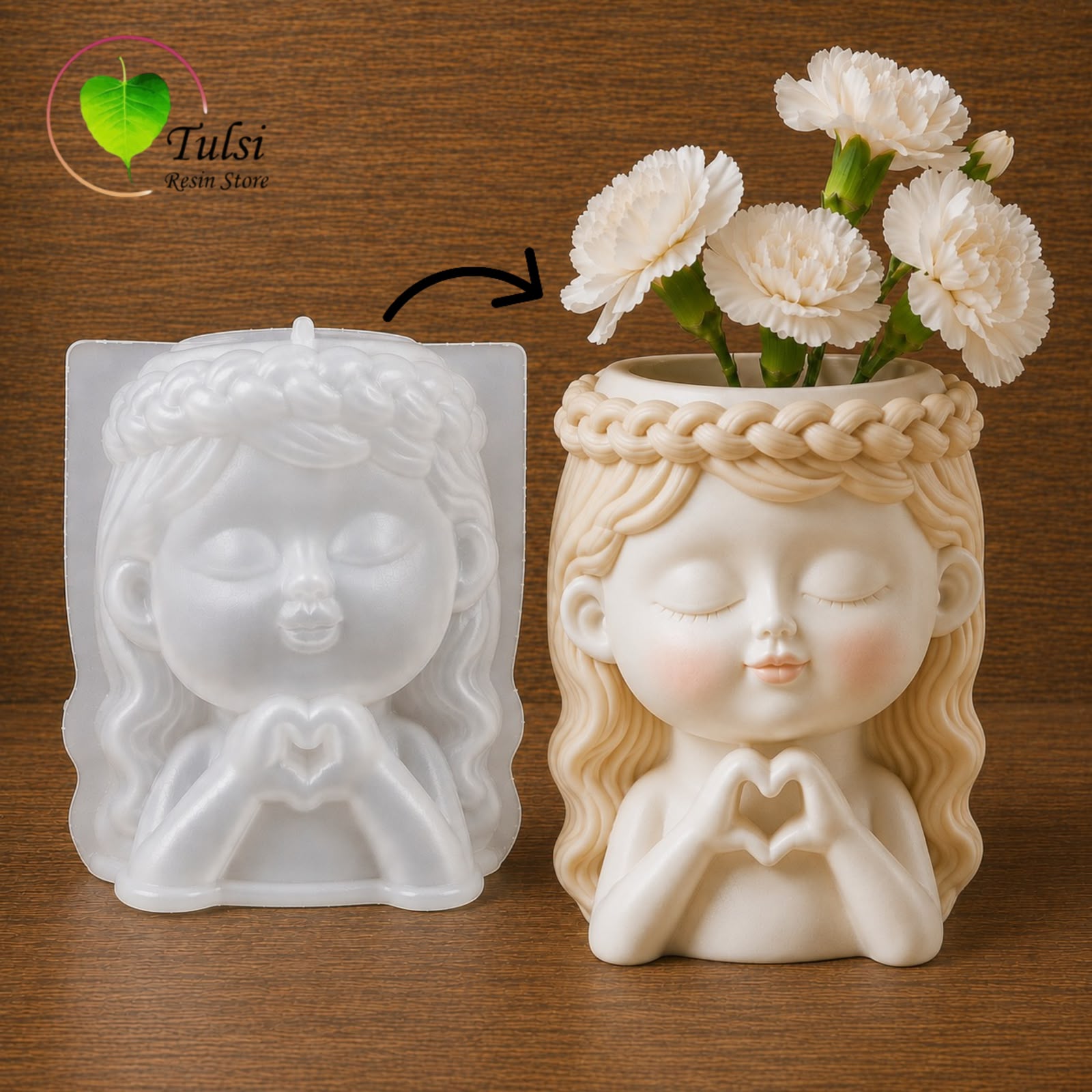 Girl Plantern/Candle Holder Mould (C)