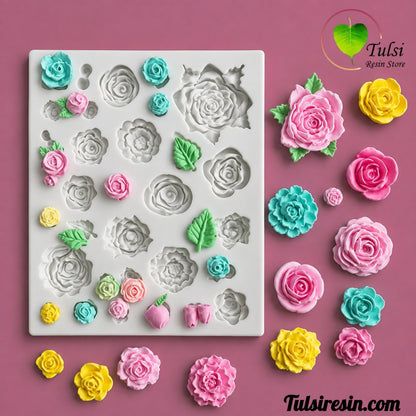 Pink Rose Mould (I) - 32 Cavity