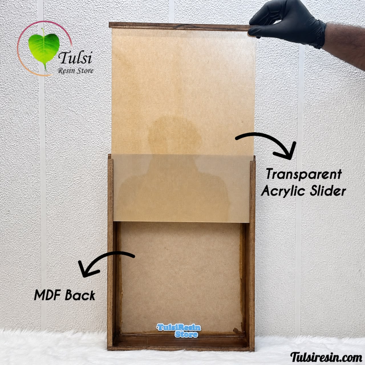 Teakwood Floating Frame (Q) - Acylic Slider without Partition