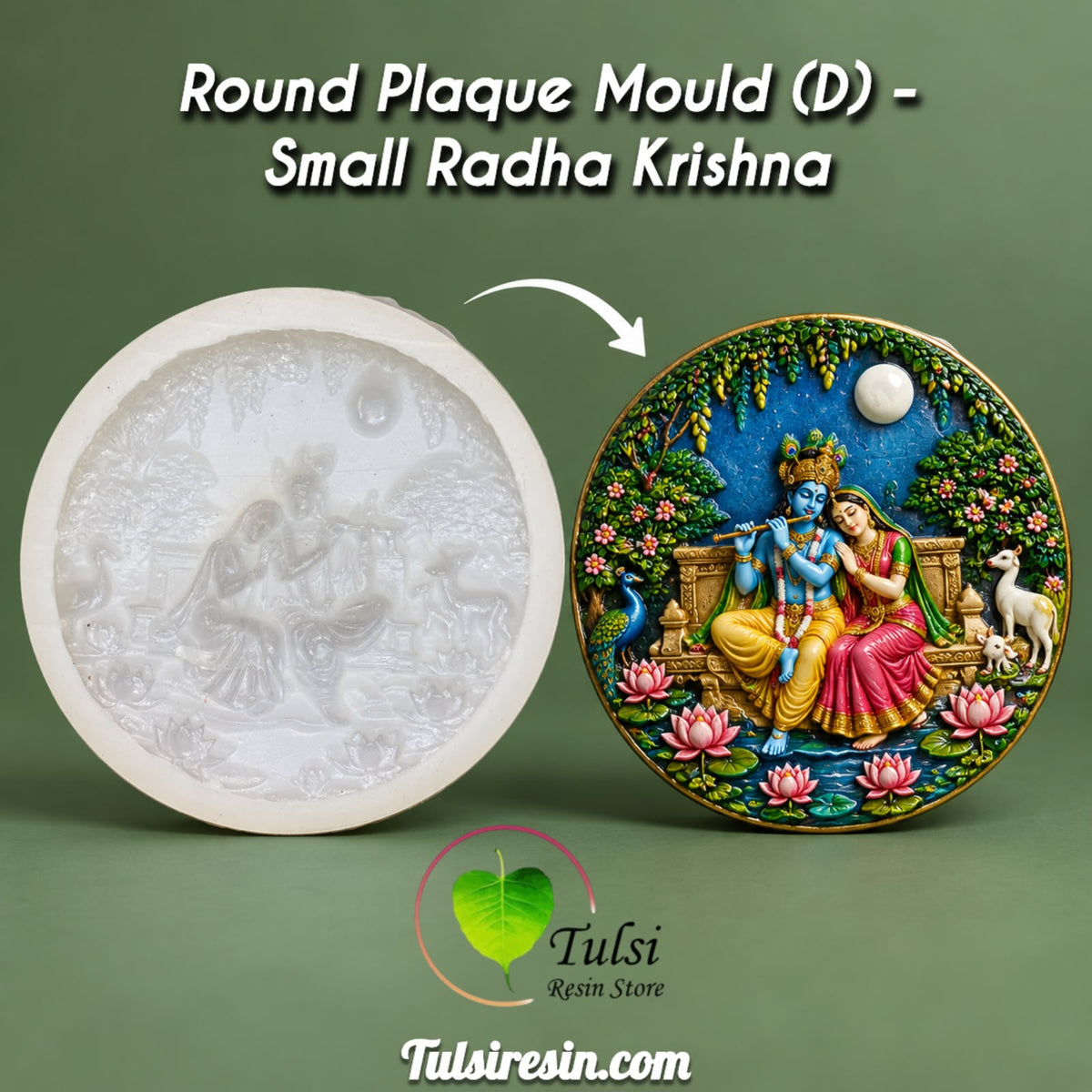 Round Plaque Mould (D) - Small Radha Krishna