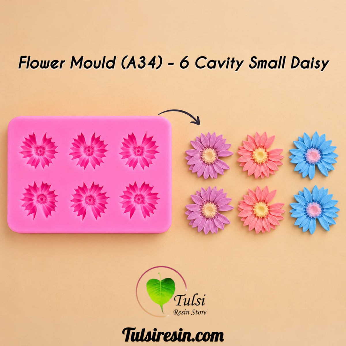 Flower Mould (A34) - 6 Cavity Small daisy