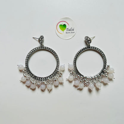 Big Round Jhumka Bazel With Moti (Silver)