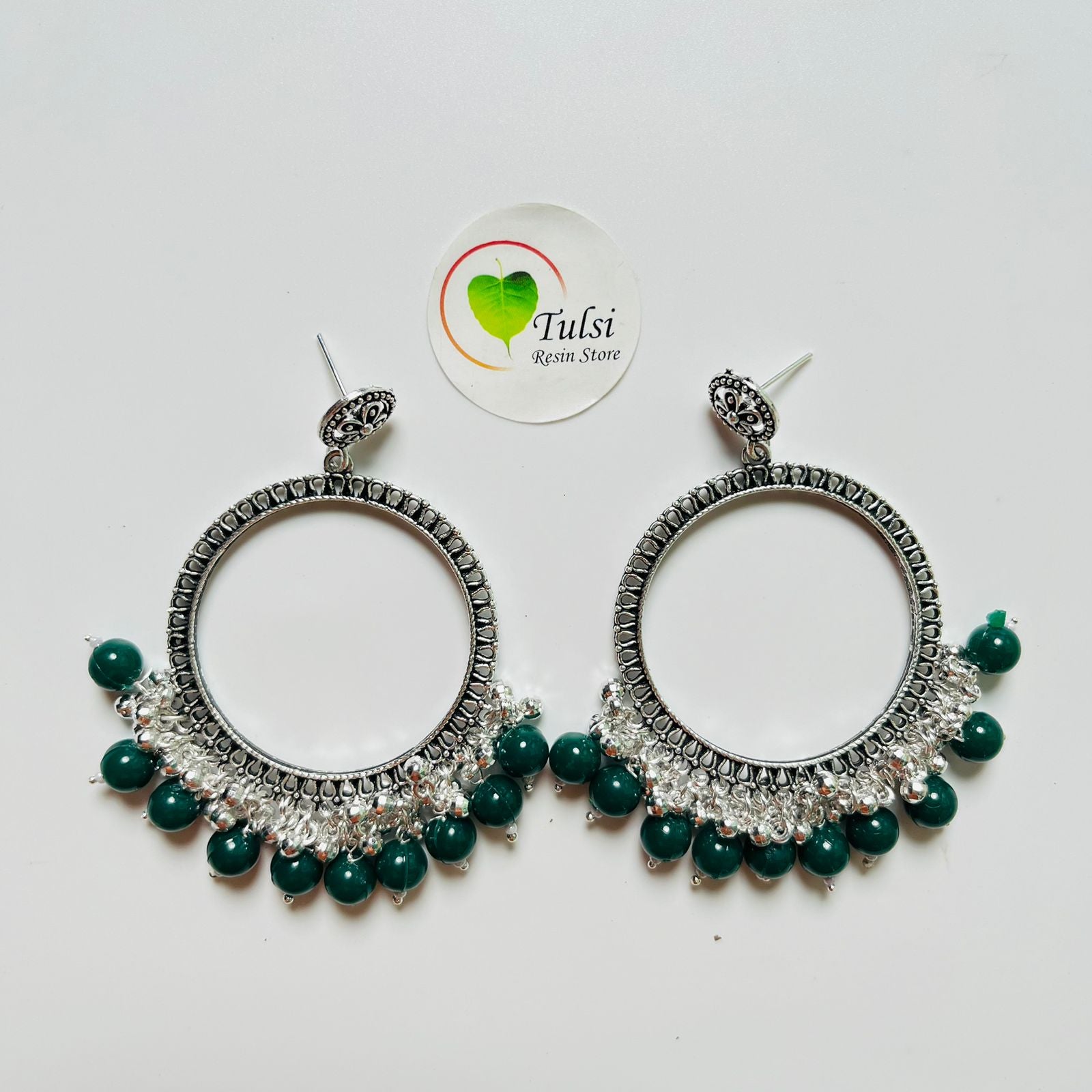 Big Round Jhumka Bazel With Moti (Silver)