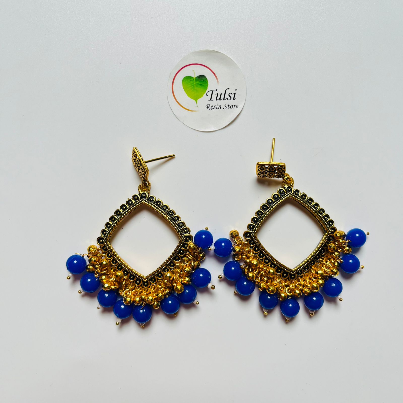 Square Jhumka Bazel With Moti (Gold)