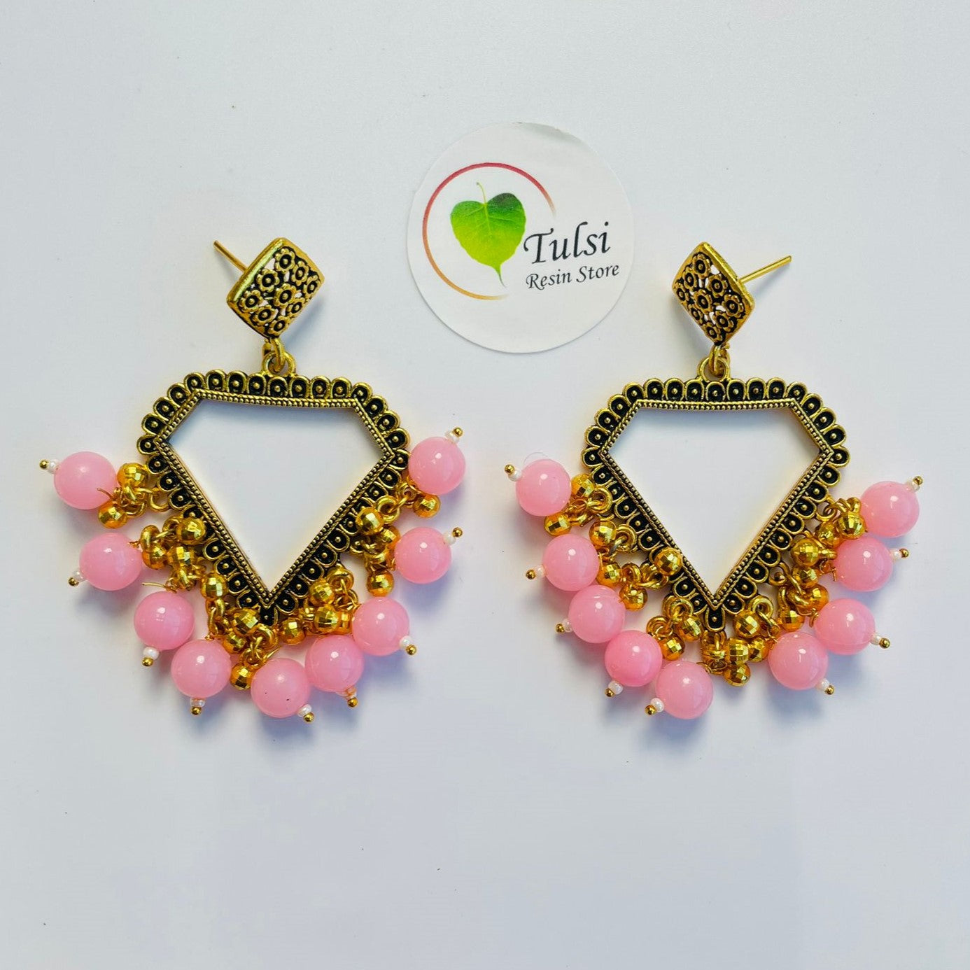 Diamond Jhumka Bazel With Moti (Gold)