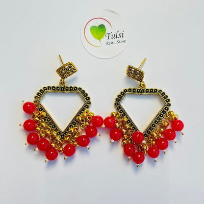 Diamond Jhumka Bazel With Moti (Gold)