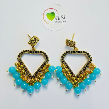 Diamond Jhumka Bazel With Moti (Gold)