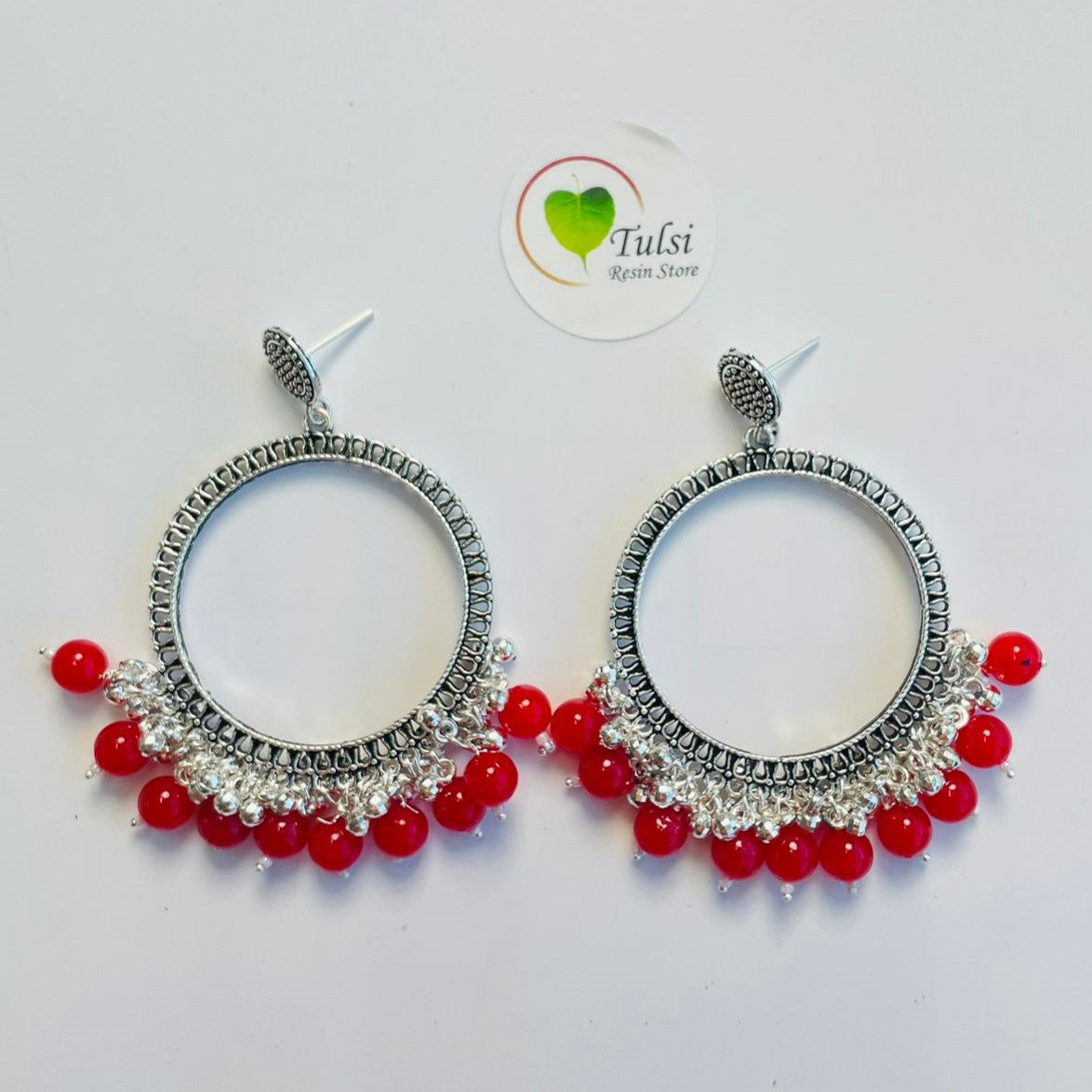 Big Round Jhumka Bazel With Moti (Silver)