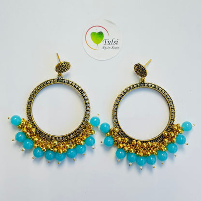 Big Round Jhumka Bazel With Moti (Gold)