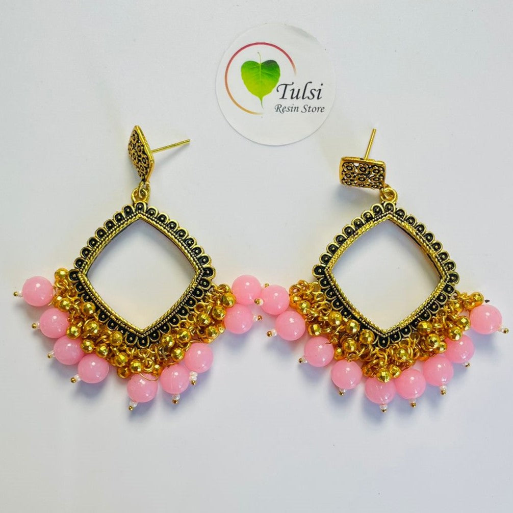 Square Jhumka Bazel With Moti (Gold)