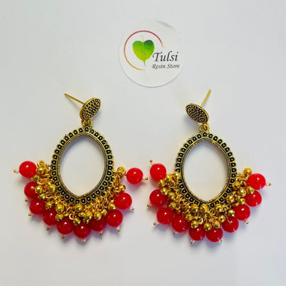 Oval Jhumka Bazel With Moti (Gold)