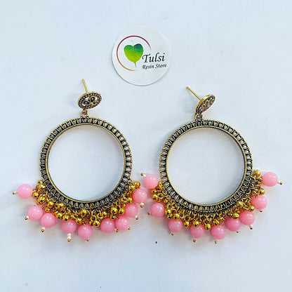 Big Round Jhumka Bazel With Moti (Gold)