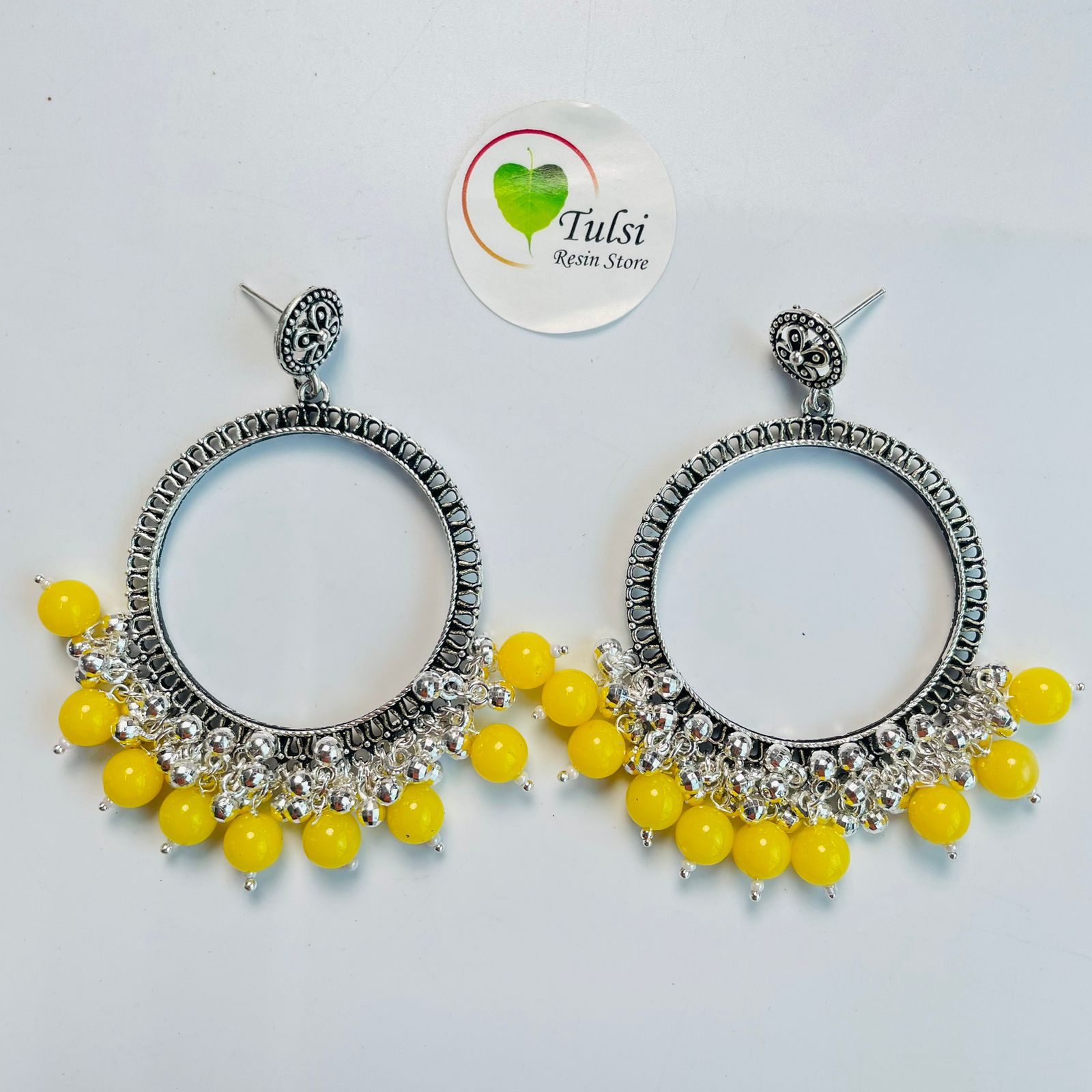 Big Round Jhumka Bazel With Moti (Silver)