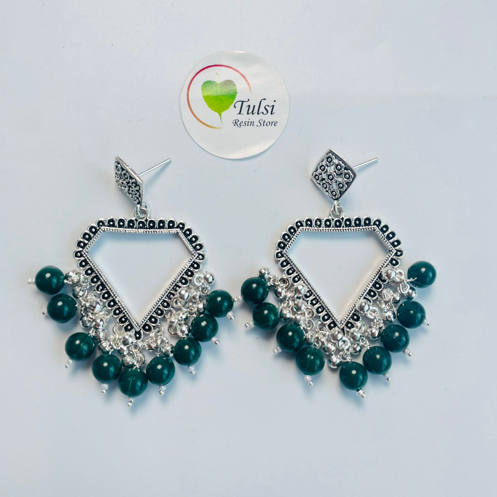 Diamond Jhumka Bazel with Moti (Silver)