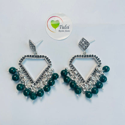 Diamond Jhumka Bazel with Moti (Silver)