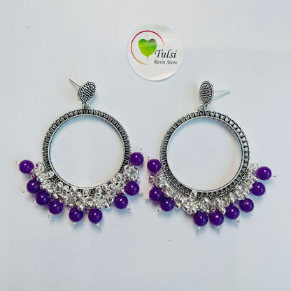 Big Round Jhumka Bazel With Moti (Silver)