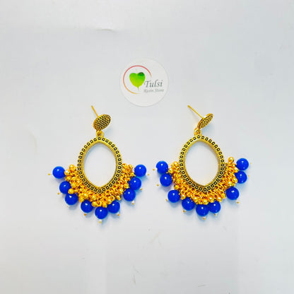 Oval Jhumka Bazel With Moti (Gold)