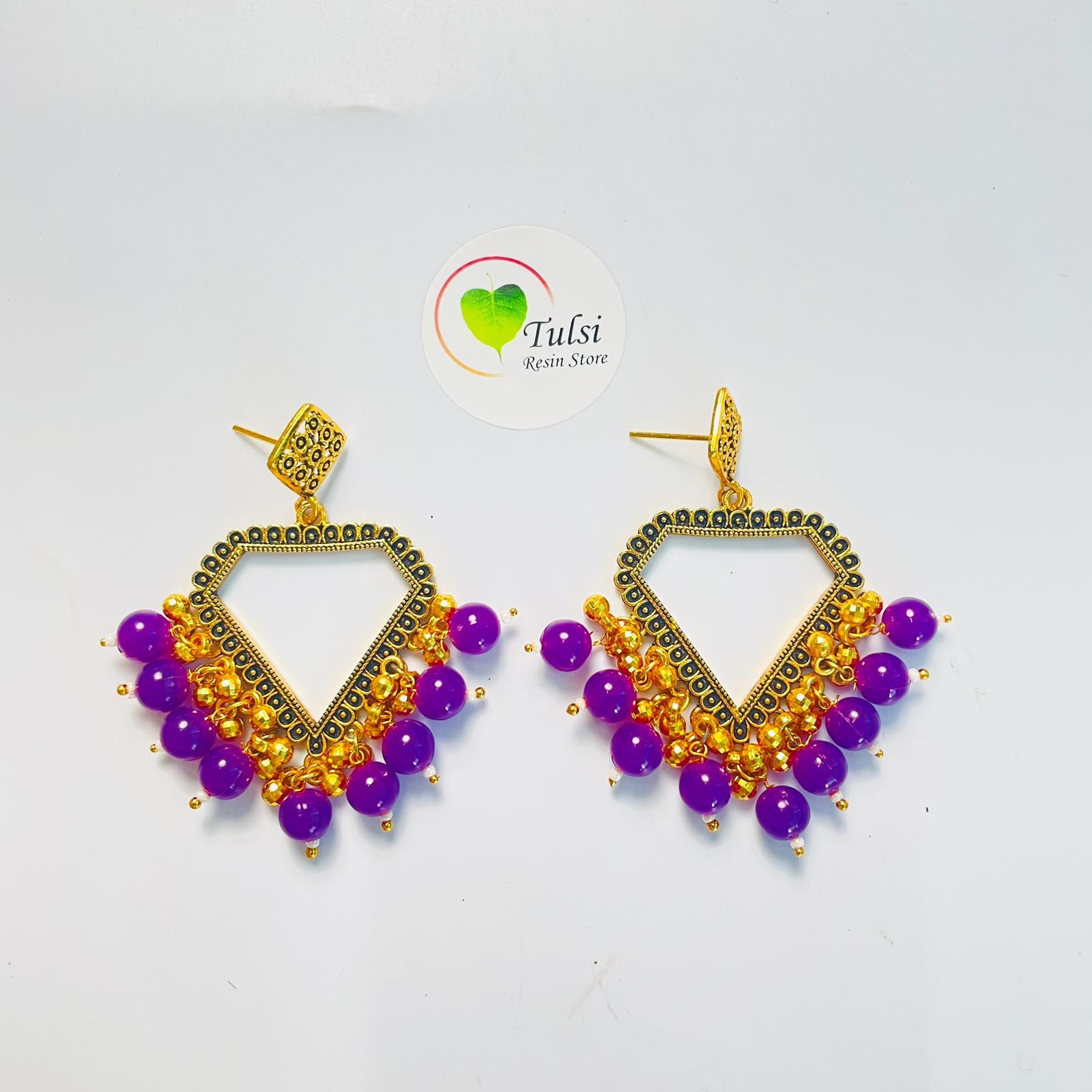 Diamond Jhumka Bazel With Moti (Gold)