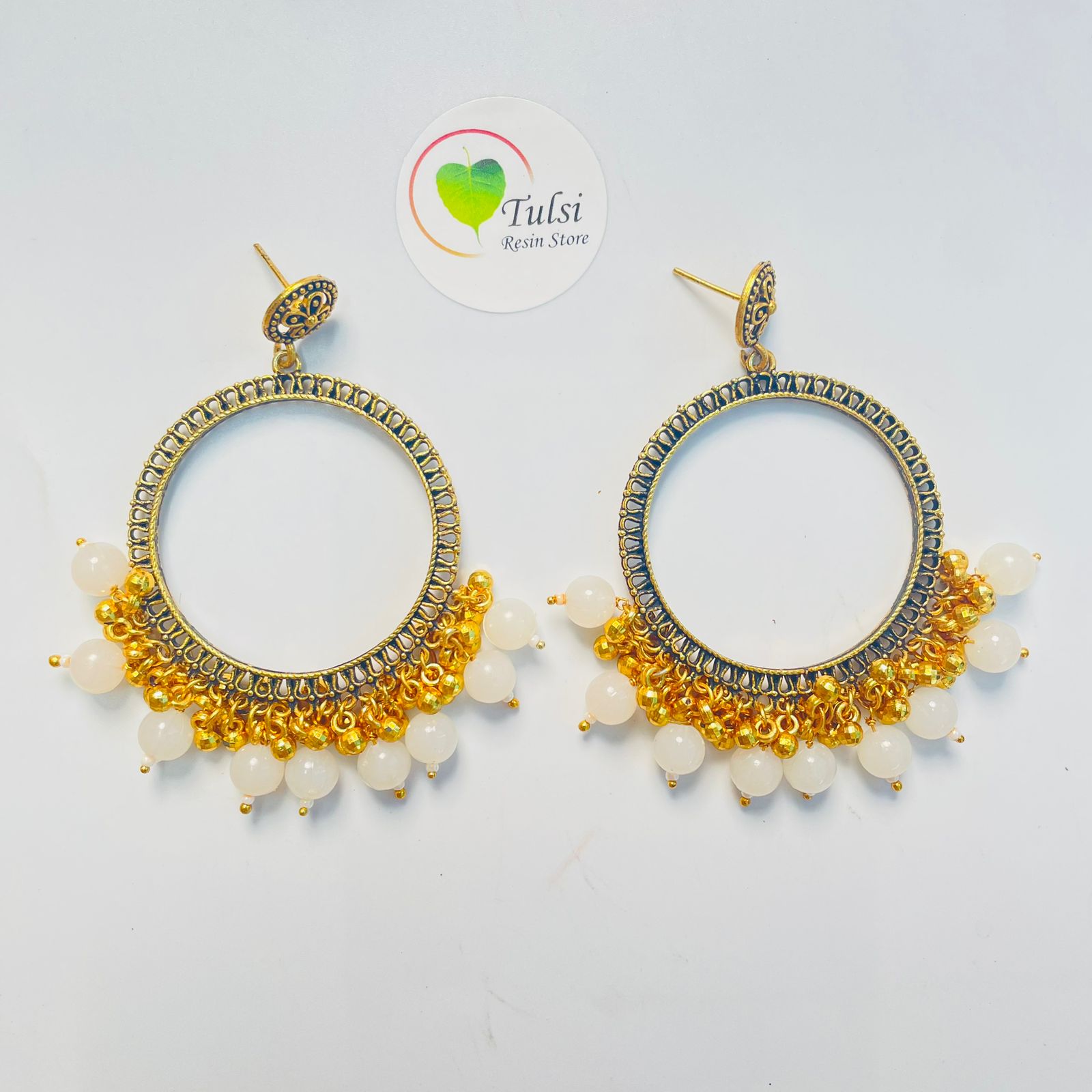 Big Round Jhumka Bazel With Moti (Gold)