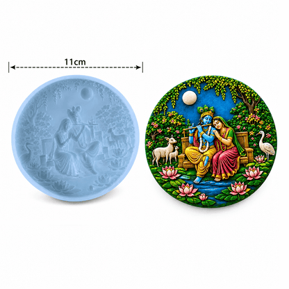 Round Plaque Mould (D) - Small Radha Krishna