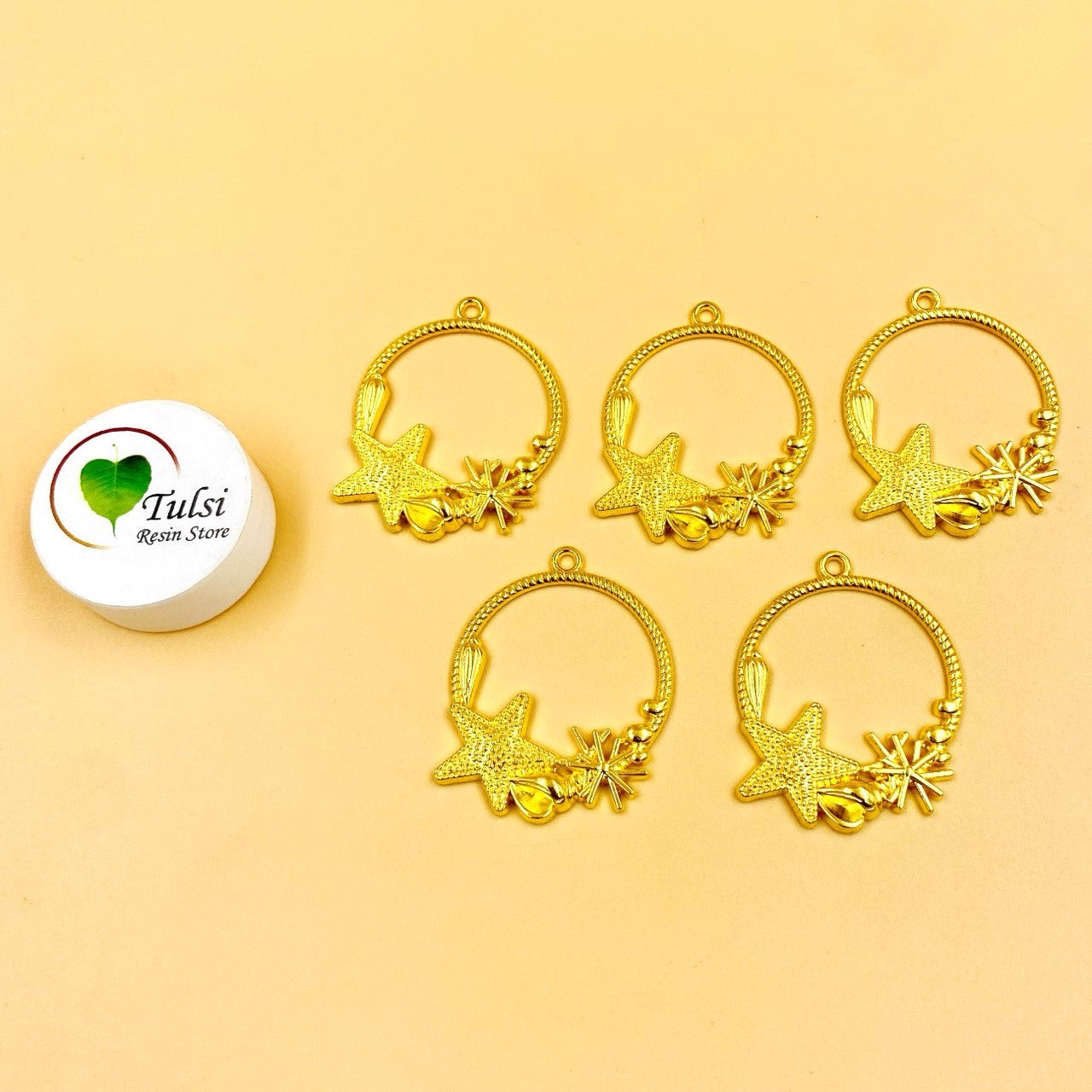 Designer Gold Bazel - E (5 Pcs)